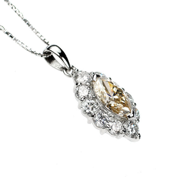 Pt900/ Pt850 マーキス ダイヤモンド ペンダントネックレス 1.070ct D1.08ct