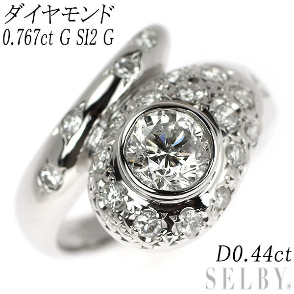Pt900 ダイヤモンド リング 0.767ct G SI2 G D0.44ct