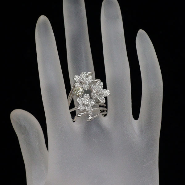K18WG さくらカット ダイヤモンド リング 0.510ct D0.68ct フラワー