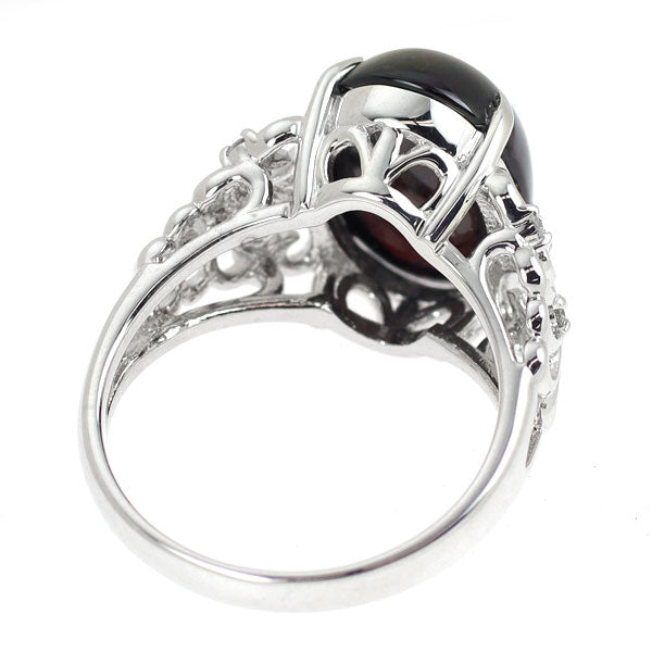 K18WG ガーネット ダイヤモンド リング 8.98ct D0.08ct