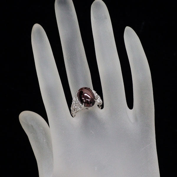 K18WG ガーネット ダイヤモンド リング 8.98ct D0.08ct
