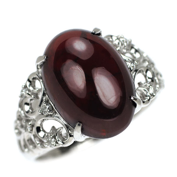 K18WG ガーネット ダイヤモンド リング 8.98ct D0.08ct