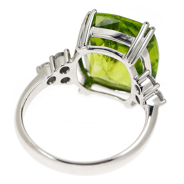 K18WG ペリドット ダイヤモンド リング 8.78ct D0.33ct