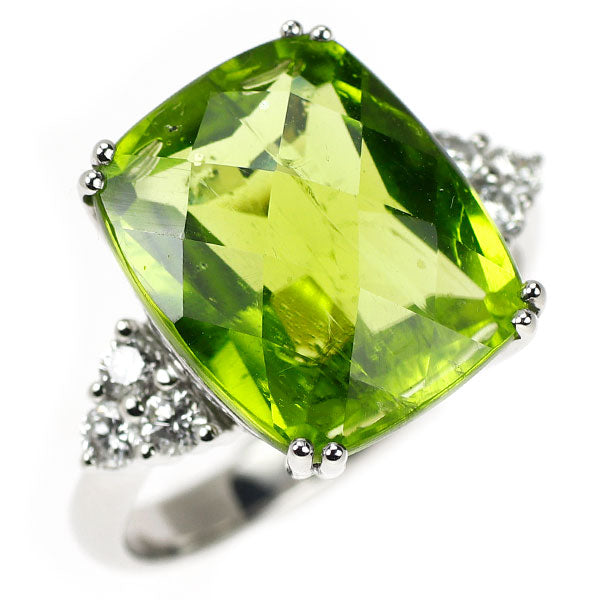 K18WG ペリドット ダイヤモンド リング 8.78ct D0.33ct
