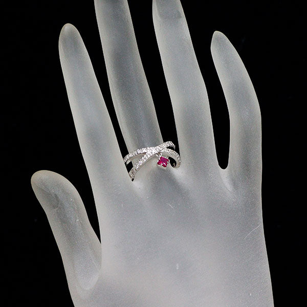K18WG ルビー ダイヤモンド リング 0.21ct D0.36ct