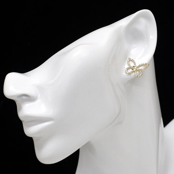 K18YG ダイヤモンド ピアス 1.00ct 蝶