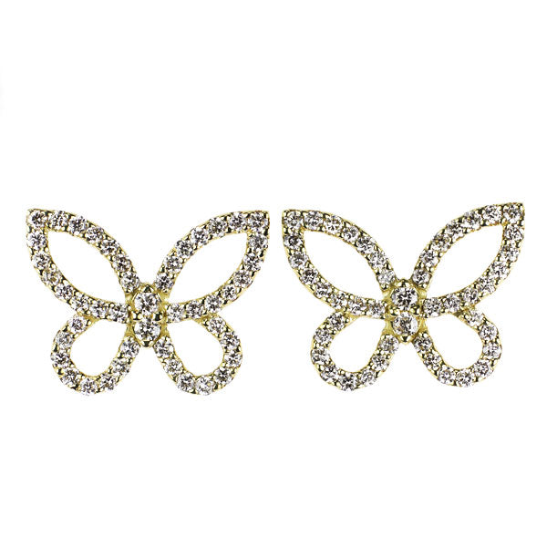 K18YG ダイヤモンド ピアス 1.00ct 蝶