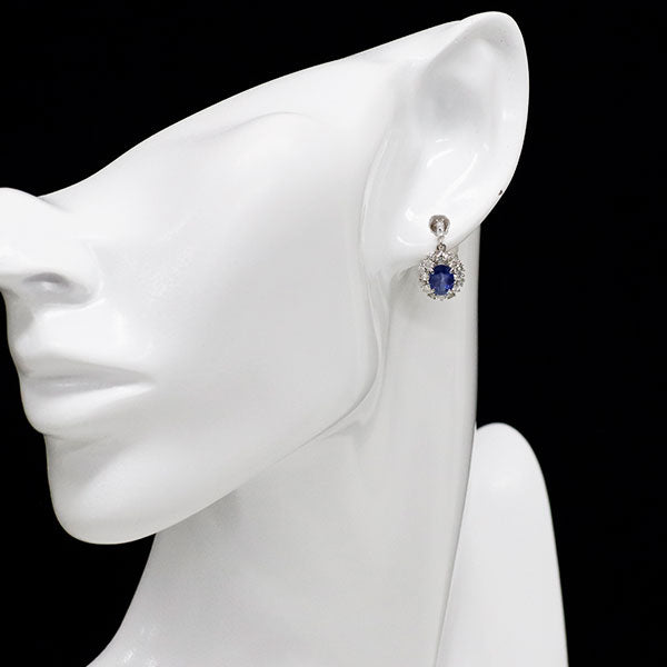 Pt950/ Pt900 サファイア ダイヤモンド ピアス 2.04ct D0.80ct