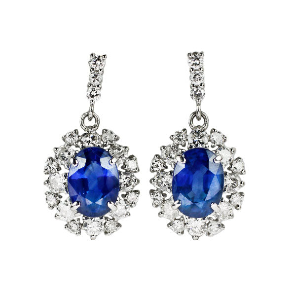 Pt950/ Pt900 サファイア ダイヤモンド ピアス 2.04ct D0.80ct