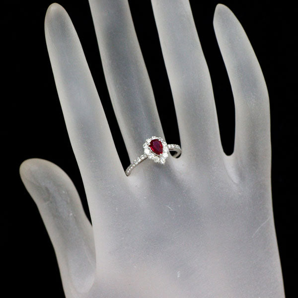 Pt900 非加熱 ピジョンブラッド ルビー ダイヤモンド リング 0.56ct D0.47ct
