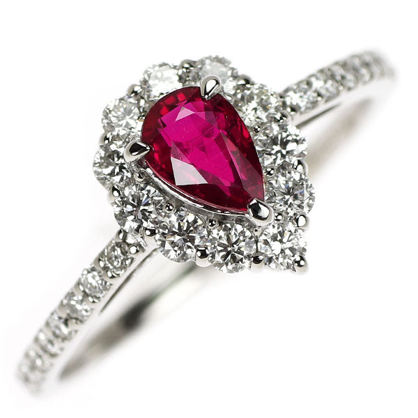 Pt900 非加熱 ピジョンブラッド ルビー ダイヤモンド リング 0.56ct D0.47ct