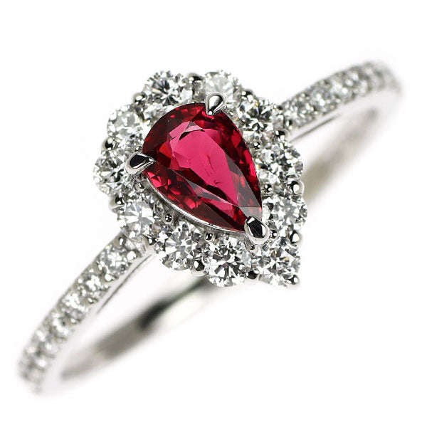 Pt900 非加熱 ピジョンブラッド ルビー ダイヤモンド リング 0.57ct D0.47ct