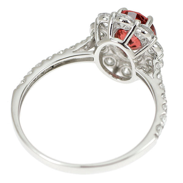 Pt950 レッドスピネル ダイヤモンド リング 1.15ct D0.93ct