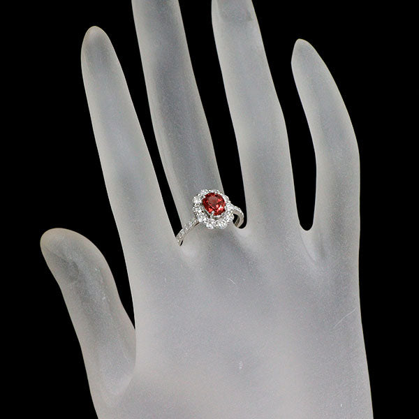 Pt950 レッドスピネル ダイヤモンド リング 1.15ct D0.93ct