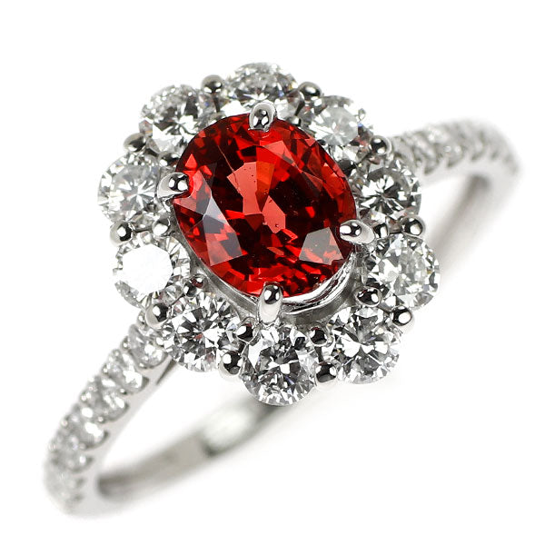 Pt950 レッドスピネル ダイヤモンド リング 1.15ct D0.93ct
