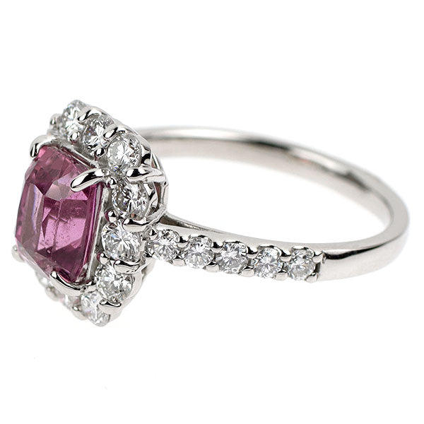 Pt950 非加熱 ピンクサファイア ダイヤモンド リング 2.17ct D0.97ct