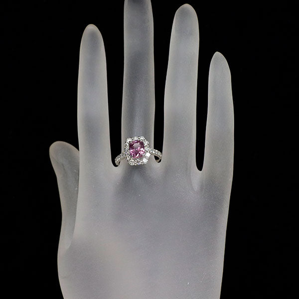 Pt950 非加熱 ピンクサファイア ダイヤモンド リング 2.17ct D0.97ct