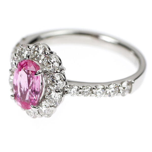 Pt900 パパラチアサファイア ダイヤモンド リング 1.05ct D0.96ct