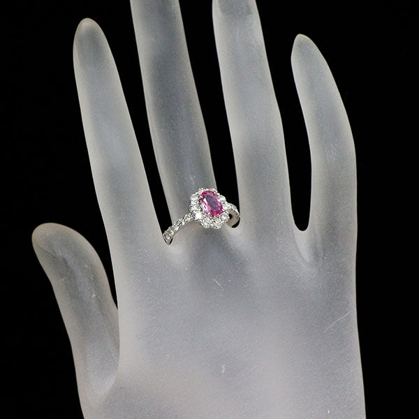 Pt900 パパラチアサファイア ダイヤモンド リング 1.05ct D0.96ct