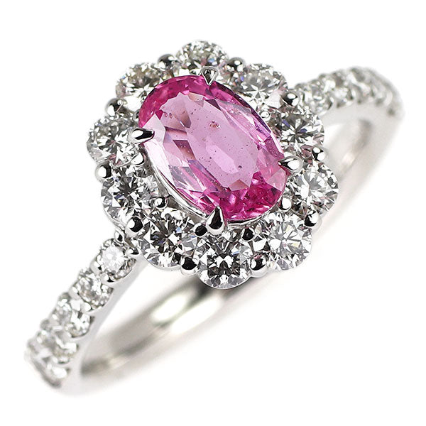Pt900 パパラチアサファイア ダイヤモンド リング 1.05ct D0.96ct