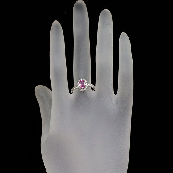 Pt900 ピンクサファイア ダイヤモンド リング 0.879ct D0.57ct