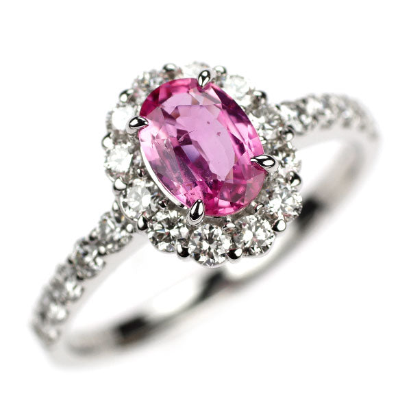 Pt900 ピンクサファイア ダイヤモンド リング 0.879ct D0.57ct