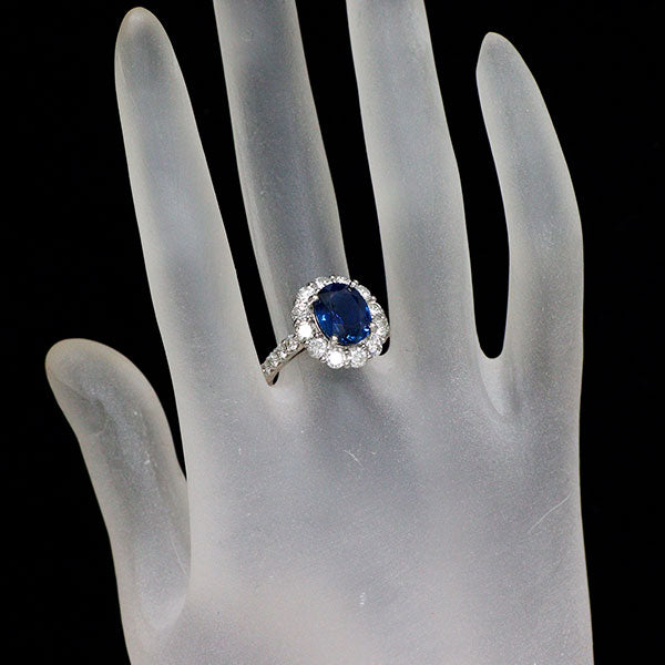 Pt950 サファイア ダイヤモンド リング 4.005ct D1.69ct