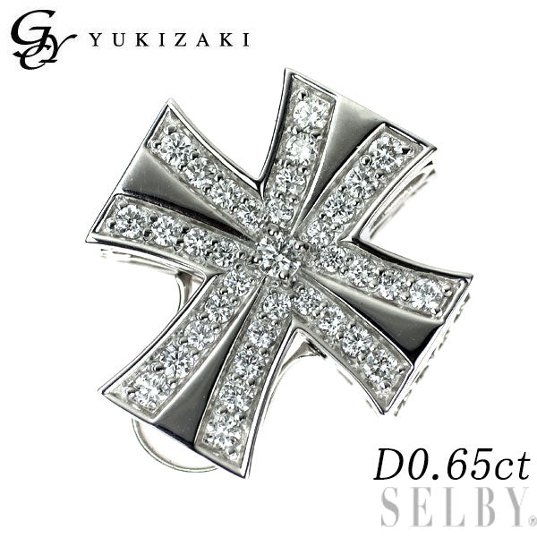 ゆきざき K18WG ダイヤモンド ペンダントトップ 0.65ct ダブルトップ クロス