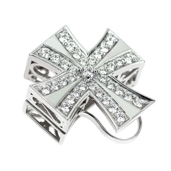 ゆきざき K18WG ダイヤモンド ペンダントトップ 0.65ct ダブルトップ クロス