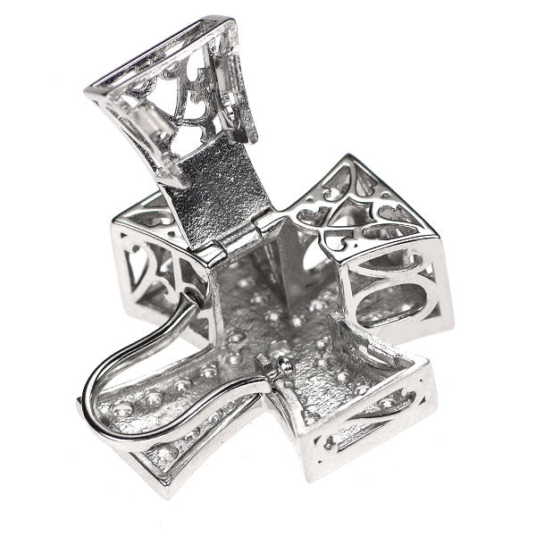 ゆきざき K18WG ダイヤモンド ペンダントトップ 0.65ct ダブルトップ クロス
