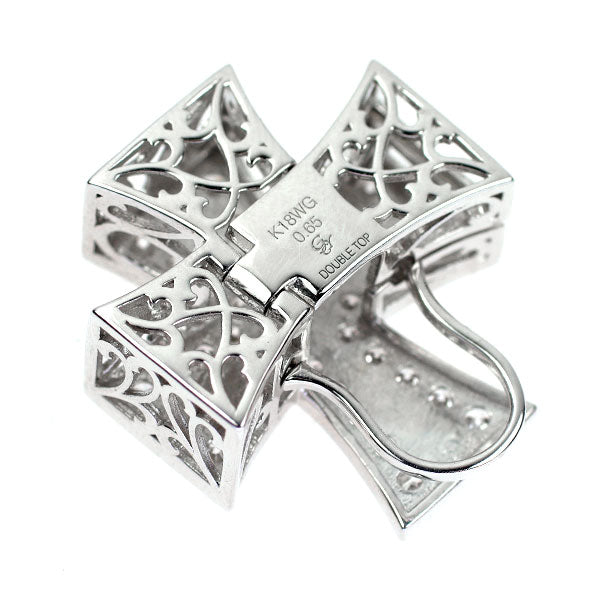 ゆきざき K18WG ダイヤモンド ペンダントトップ 0.65ct ダブルトップ クロス