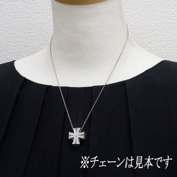 ゆきざき K18WG ダイヤモンド ペンダントトップ 0.65ct ダブルトップ クロス