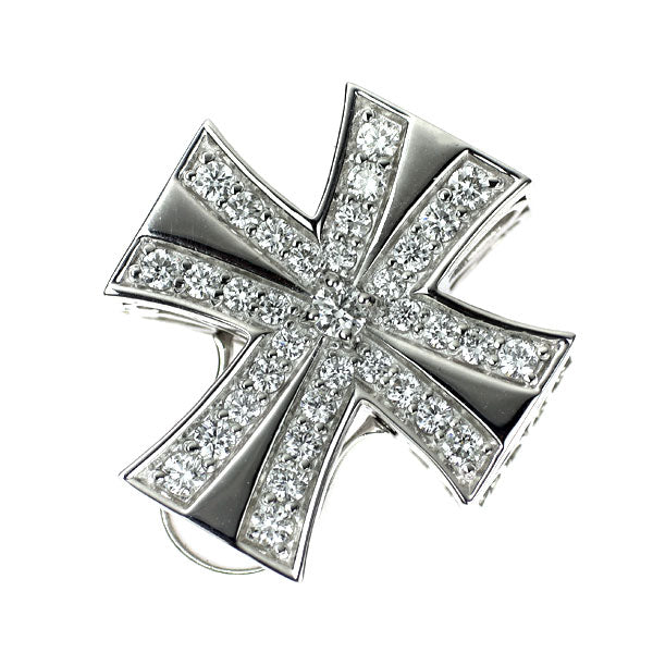 ゆきざき K18WG ダイヤモンド ペンダントトップ 0.65ct ダブルトップ クロス