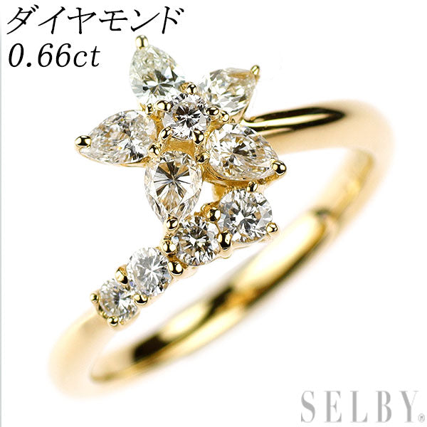 K18YG ダイヤモンド リング 0.66ct フラワー