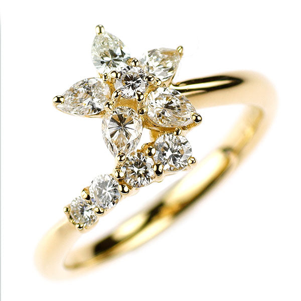 K18YG ダイヤモンド リング 0.66ct フラワー