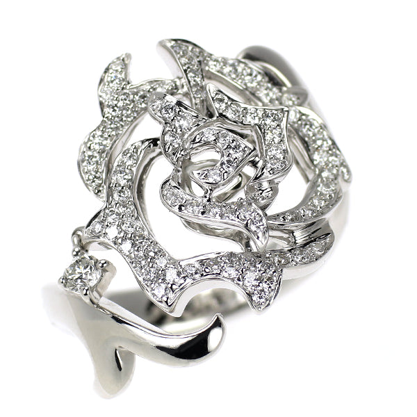 K18WG ダイヤモンド リング 0.51ct ローズ 薔薇