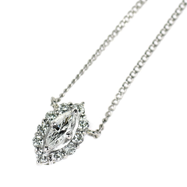 Pt900/Pt850 マーキス ダイヤモンド ペンダントネックレス 0.19ct D0.12ct