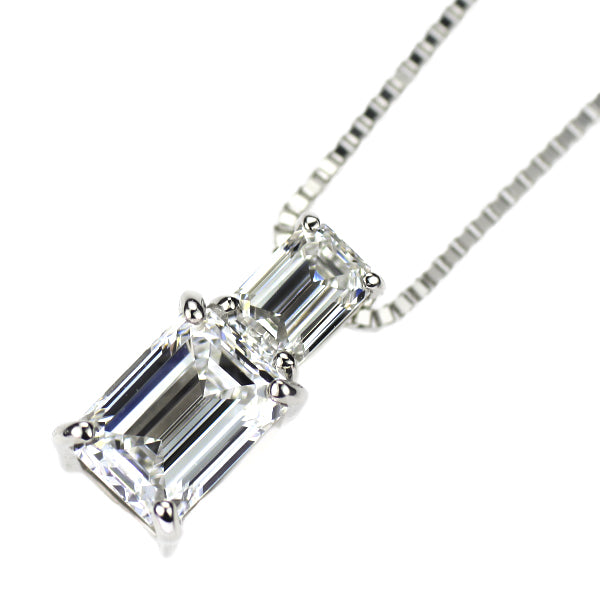 QVC Pt999 エメラルドカット ダイヤモンド ペンダントネックレス 0.51ct D VVS2 EX/G 0.17ct