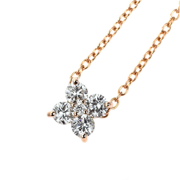 ポンテヴェキオ K18PG ダイヤモンド ペンダントネックレス 0.30ct  フラワー