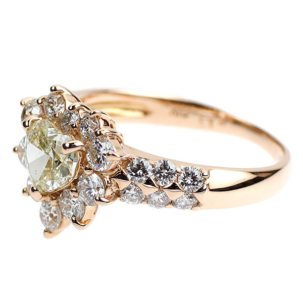 K18PG ハートシェイプ ダイヤモンド リング 0.703ct D1.12ct