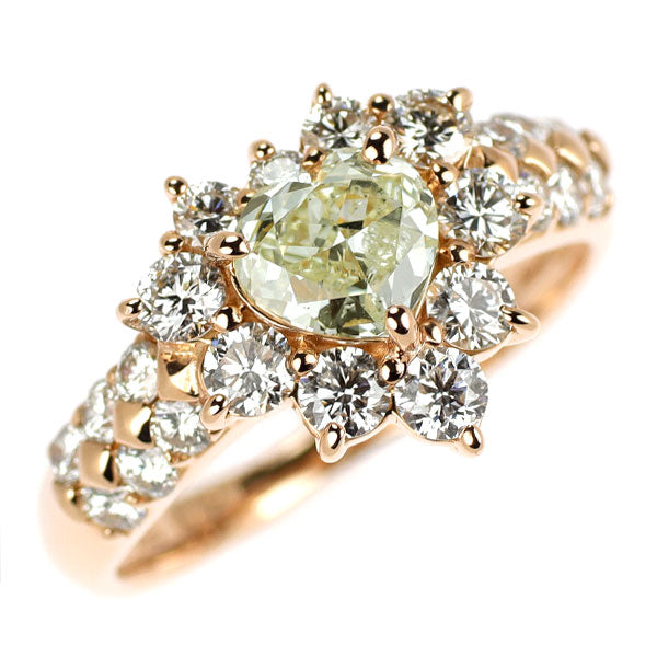 K18PG ハートシェイプ ダイヤモンド リング 0.703ct D1.12ct