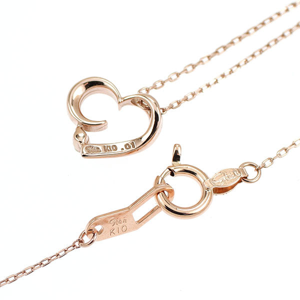 スタージュエリー K10PG ダイヤモンド ペンダントネックレス 0.01ct ハート