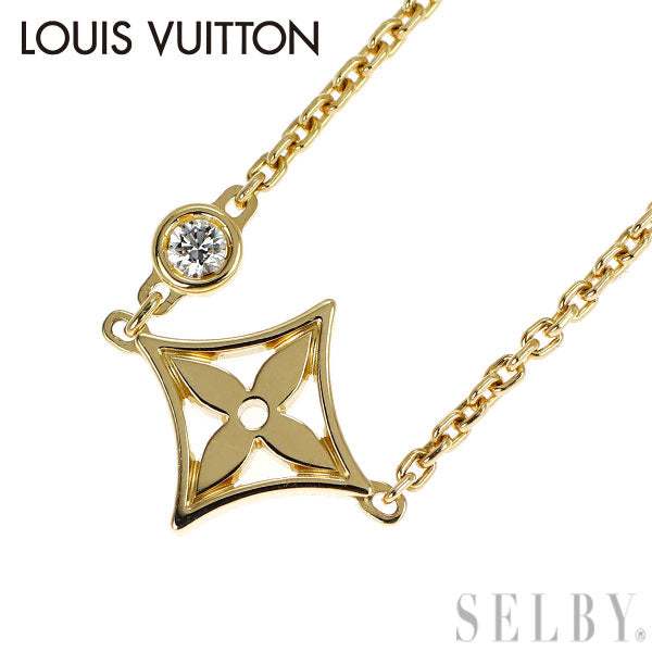 ルイヴィトン K18YG ダイヤモンド ペンダントネックレス モノグラムイディール