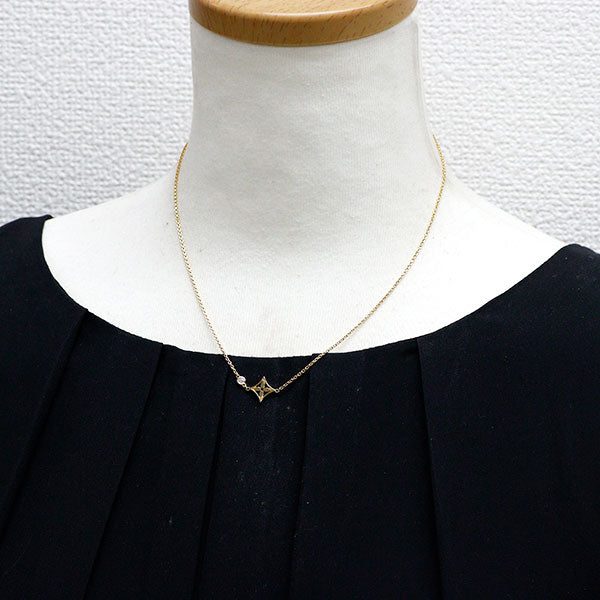 ルイヴィトン K18YG ダイヤモンド ペンダントネックレス モノグラムイディール