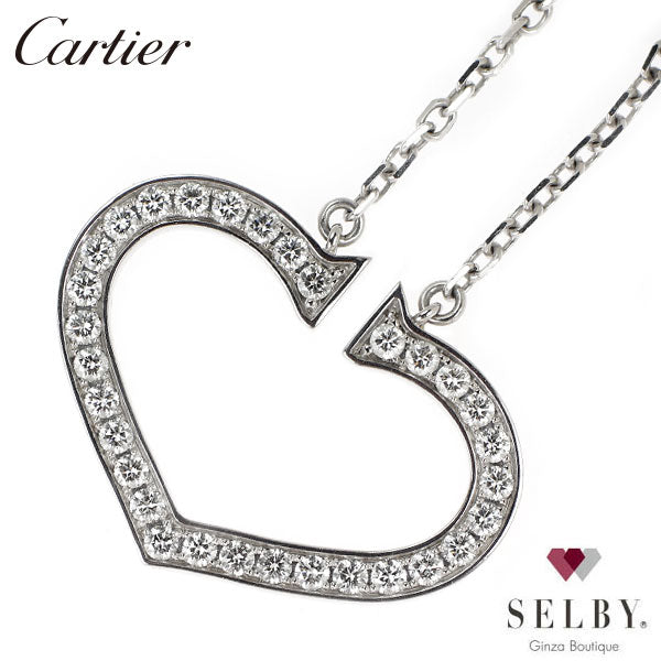 カルティエ K18WG ダイヤモンド ペンダントネックレス Cハート 《セルビー銀座店》【中古】