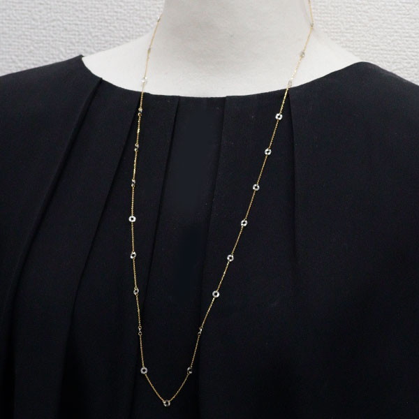 ウノアエレ K18YG/WG ロングネックレス 70.5cm