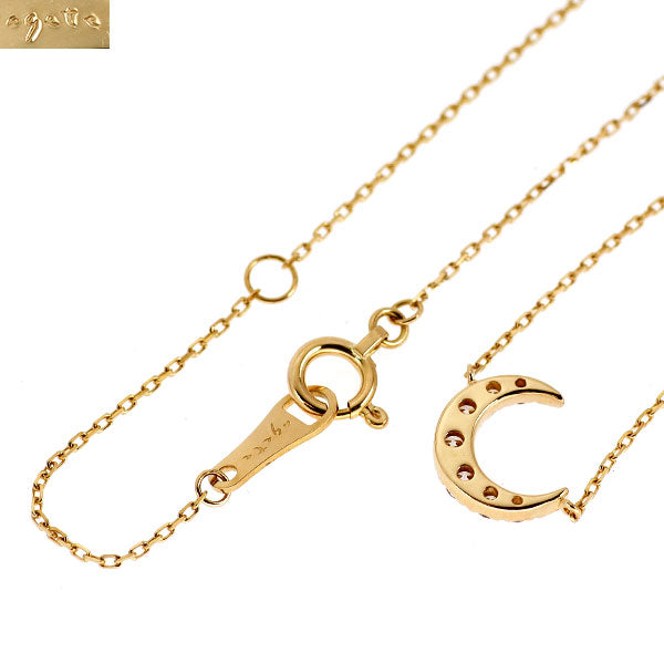 アガット K18YG ダイヤモンド ペンダントネックレス 0.12ct 月