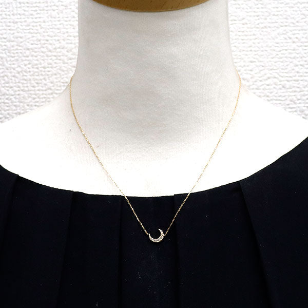 アガット K18YG ダイヤモンド ペンダントネックレス 0.12ct 月