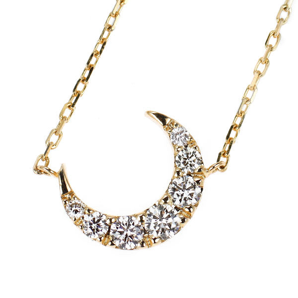 アガット K18YG ダイヤモンド ペンダントネックレス 0.12ct 月