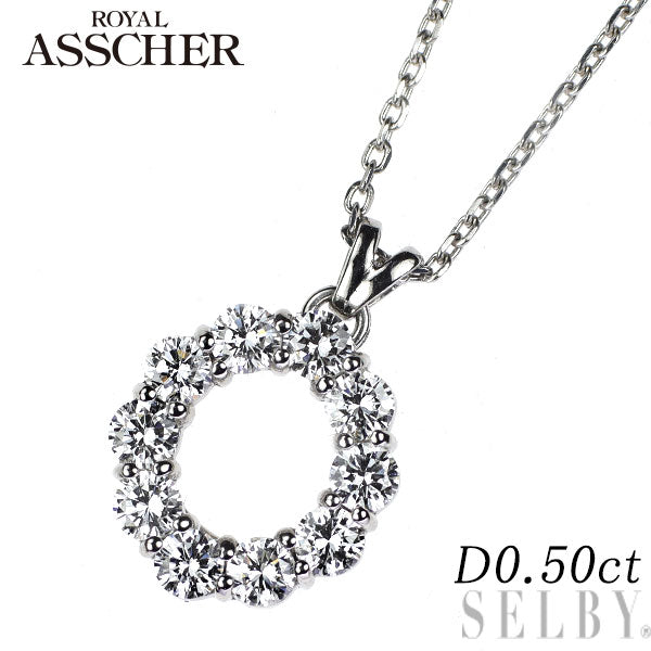 ロイヤルアッシャー Pt900/Pt850 ダイヤモンド ペンダントネックレス 0.50ct